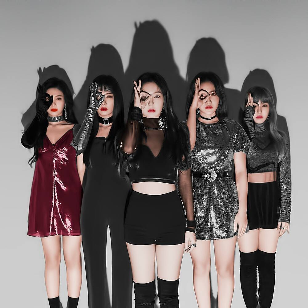 Kpop girl group Red Velvet showing their dark concept for peek a boo