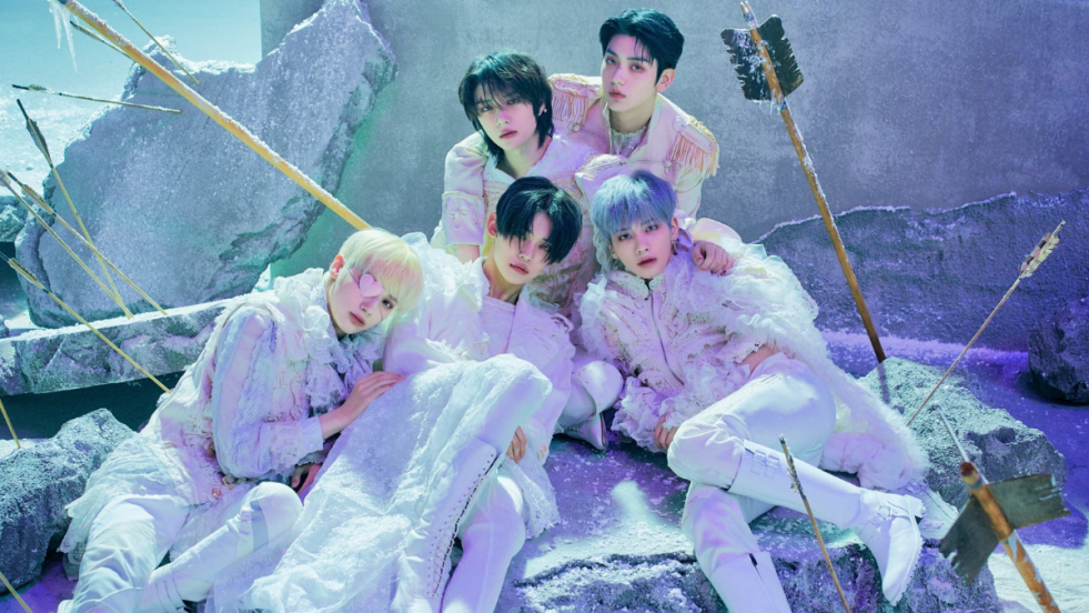 Kpop boy group Tomorrow X Together with a fantasy and coming of age teaser photo for 0X1=LOVESONG (I Know I Love you)