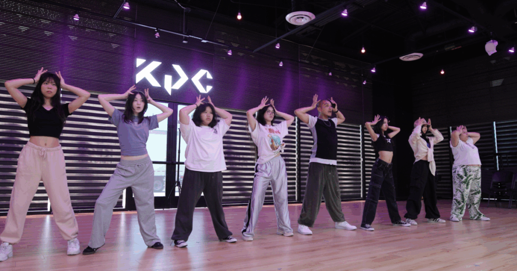 Trainees practicing a Kpop dance.